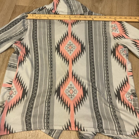 Myobe - Geometric Patterned Open Front Cardigan - Pink Gray White - Ladies 2XL - Picture 6 of 13